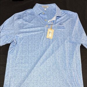 Peter Millar Sky Blue Patterned Polo Shirt
